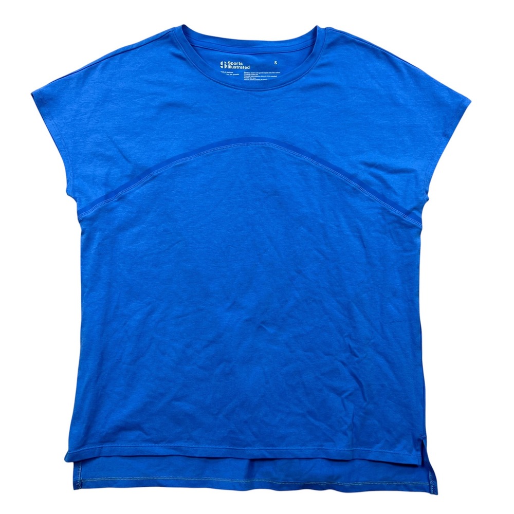Sports Illustrated T-Shirt Womens Small Blue Cap Sleeve High-Low Active Top